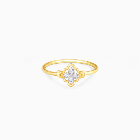 Kohinoor London Gold Intricate Flower Diamond Ring Made With 18K Gold And Lab-Grown Diamonds
