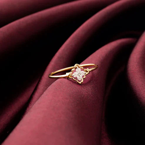 Kohinoor London Gold Intricate Flower Diamond Ring Made With 18K Gold And Lab-Grown Diamonds