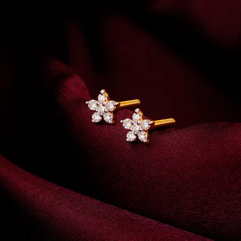 Kohinoor London Gold Frilly Flower Diamond Earrings Made With 14K Gold And Lab-Grown Diamonds