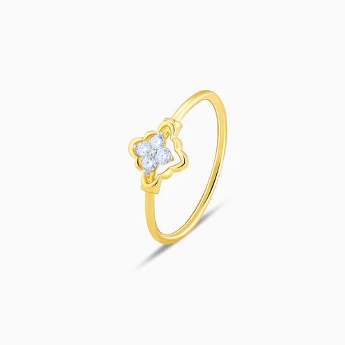 Kohinoor London Gold Intricate Flower Diamond Ring Made With 18K Gold And Lab-Grown Diamonds
